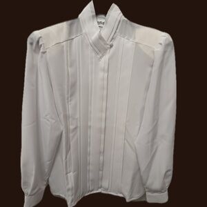 Vintage Pleated Yves St Clair Blouse NWT 90s white size 10 Polyester